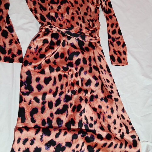 Dancing Leopard satin dress size M, new, black and orange
