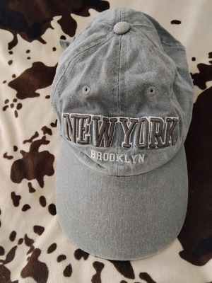 Καπέλο baseball με κέντημα NEW YORK BROOKLYN, unisex από denim σε γκρι-μπλε