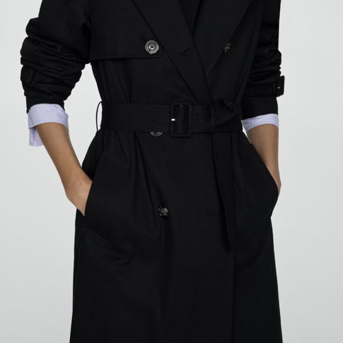 Mango black trench coat new, size M