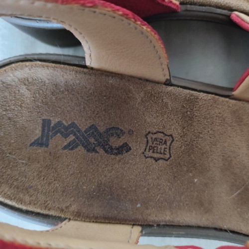 Imac Ladies Red Leather Anatomical Sandals Size 36 Like New