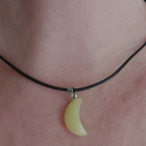 Necklace from PU leather like new, 45 cm + 5 cm extension, black and yellow