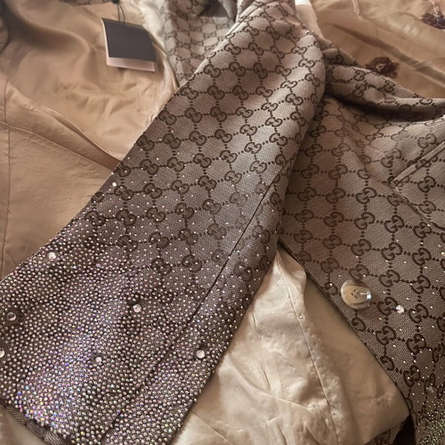 Gucci jacket with Swarovski crystals new with tag beige brown