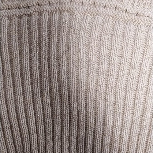 Crop top knitted with golden thread, new, beige, size S