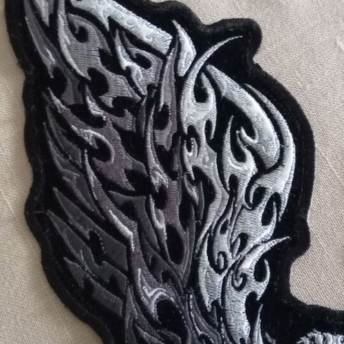 Sewn patch for motorcycle jacket, iron-on or sew-on