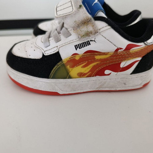 Puma Hot Wheels baby athletic shoes used, size 23, white and red