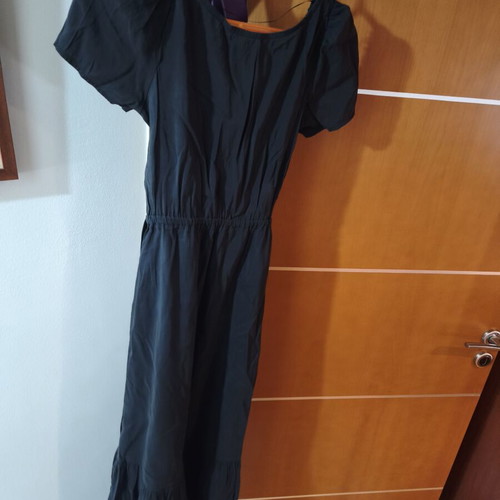 Regalinas long dress with short sleeves and crisscross back like new, black s/m