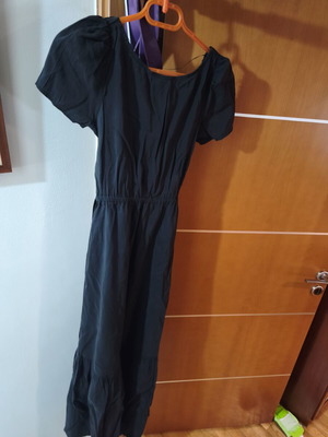 Regalinas long dress with short sleeves and crisscross back like new, black s/m