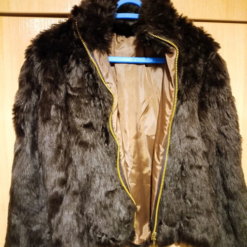 Italian Faux Fur Jacket like new, brown, sizes L and XL