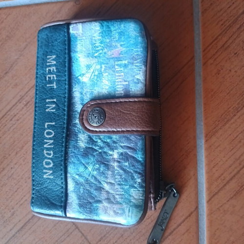 Women's leather wallet new, brown multicolor