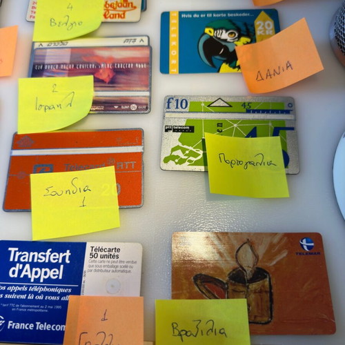 Phone cards used, pack of 180 from 26 countries