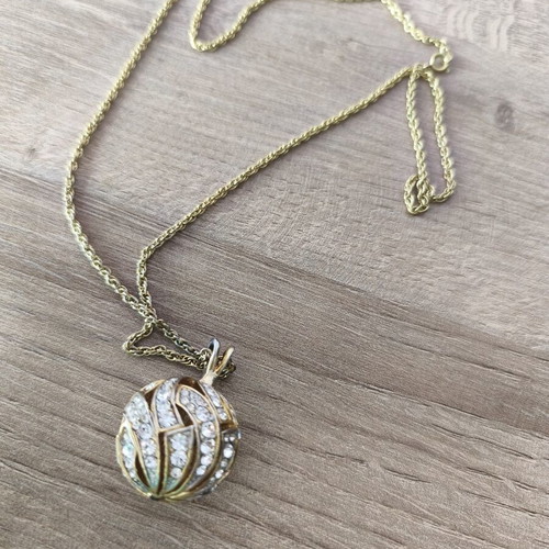 Necklace gold color with zircon ball pendant like new