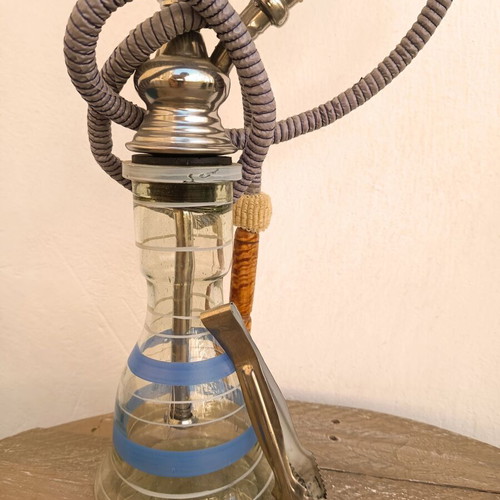 Egyptian Shisha 54cm Blue Glass Base Complete Setup used