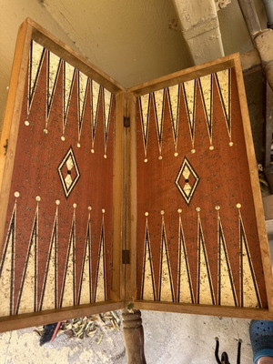 Wooden backgammon used without dice