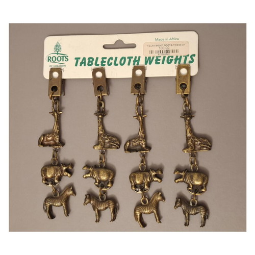 Tablecloth weights set of 4 Roots of Creation new, African wildlife