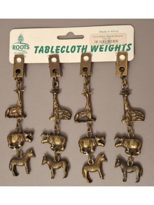 Tablecloth weights set of 4 Roots of Creation new, African wildlife