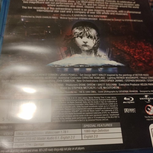 Les Miserables In Concert Blu-Ray like new