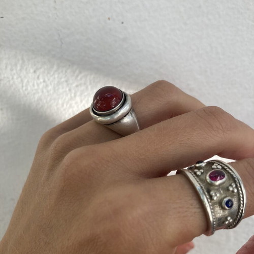 Vintage Atelier handmade 925 silver ring with natural carnelian