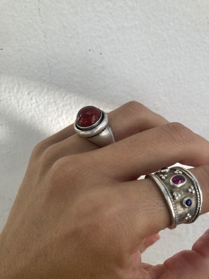 Vintage Atelier handmade 925 silver ring with natural carnelian