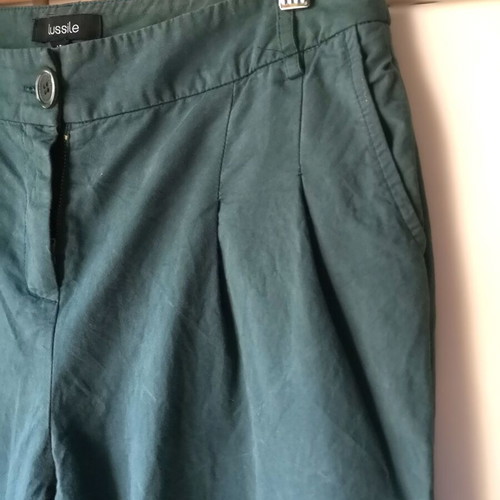 Lussile office pants, green gabardine fabric