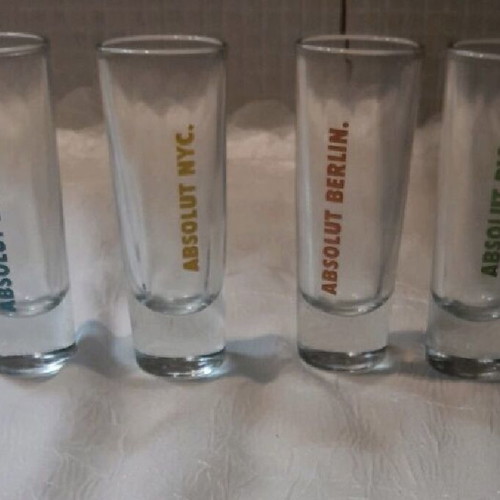 Absolut Vodka Glass Shots like new with city names, set of 3 packs