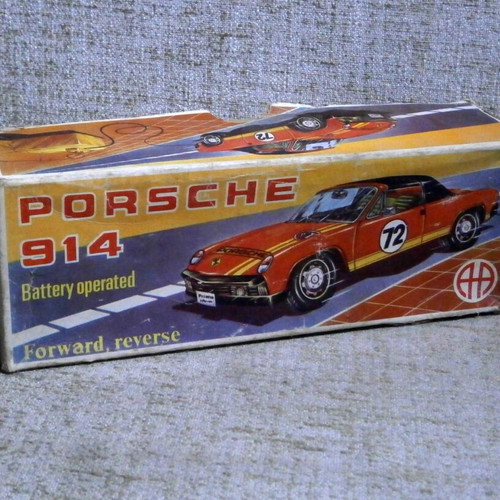 Porsche 914 A. Ananiadis Tin Toy new with battery box and vintage remote control