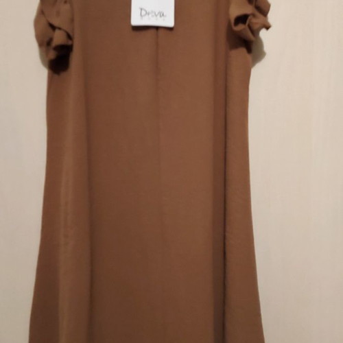 Tan Dress New With Ruffles And Gift Belt