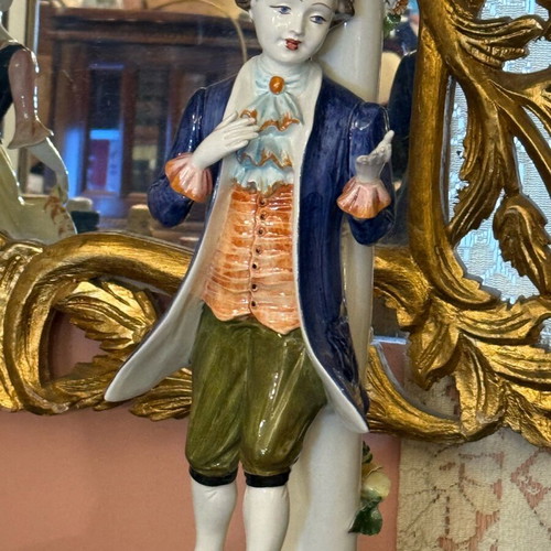 Pair of porcelain lamps Capi di Monte like new, height 0.85