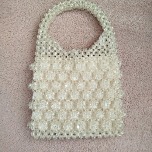 Handmade beaded bag like new, top handle