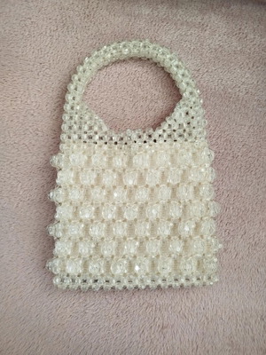 Handmade beaded bag like new, top handle