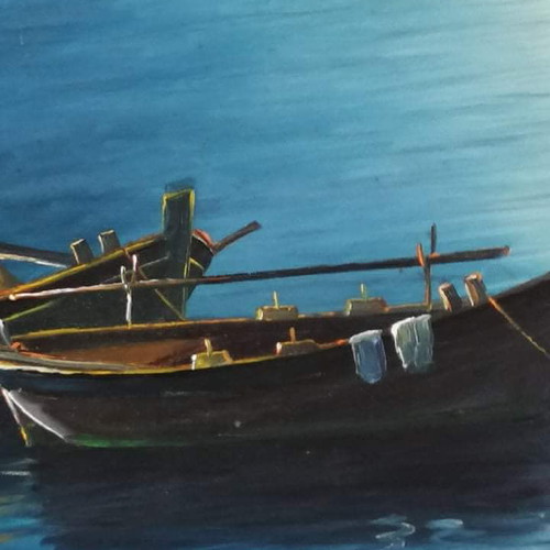 Painting N. Vrettos used 130×100 with Bourtsi Nafplio depiction