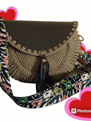 Knitted handmade crossbody bag new in olive shade