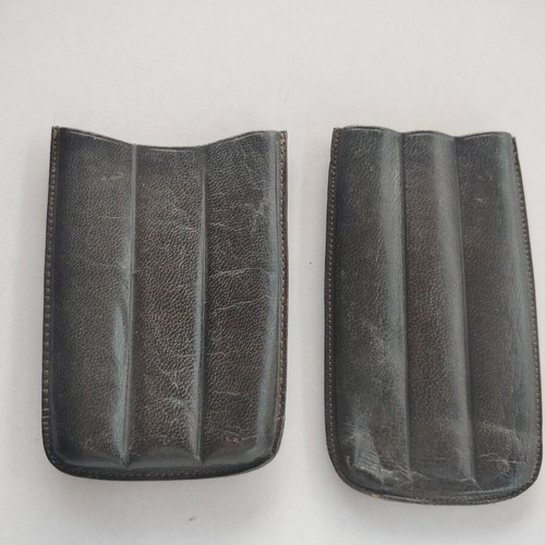 Leather Cigar Case for Three Cigars used, black