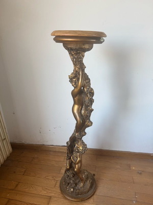Wood Carved Flower Stand used with marble base