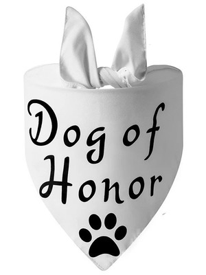Бандана за сватбено куче Dog of Honor бяла нова