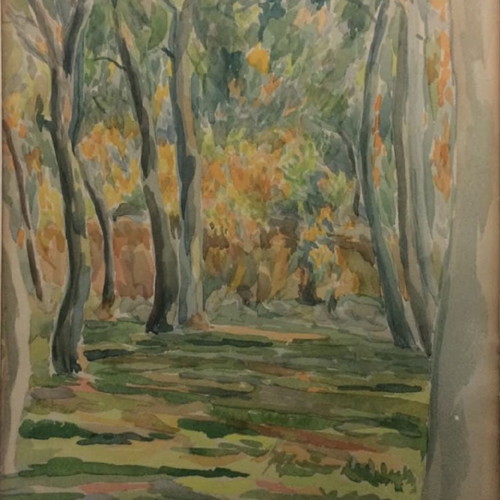 K. Argyriou painting used, watercolor on cardboard 35x45 cm