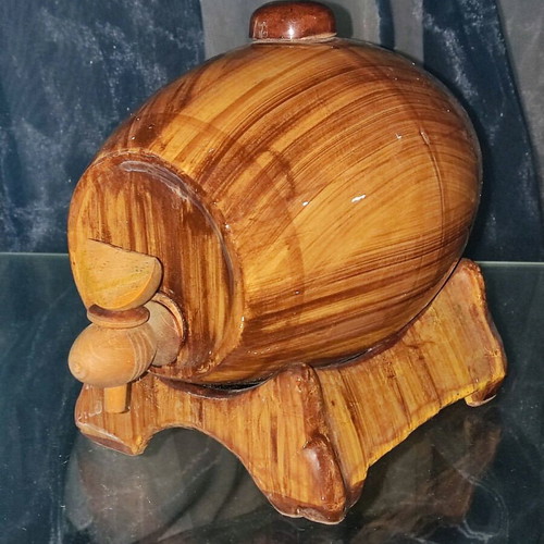 Small vintage ceramic wine barrel like new with wooden stopper