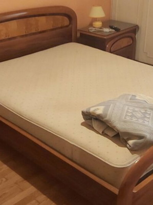 Double bed used with mattress
