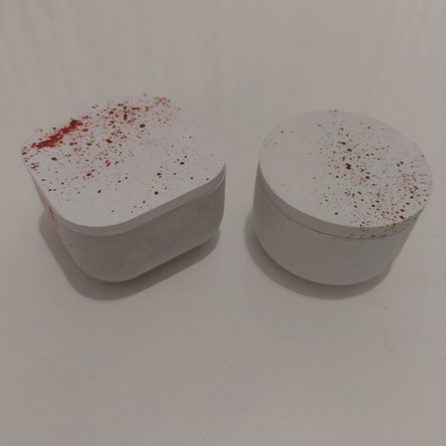 Handmade decorative containers made of plaster