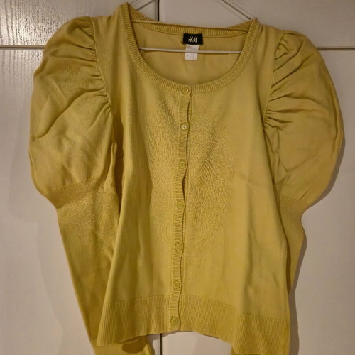 H&M knitted cardigan with puffed shoulders like new, yellow