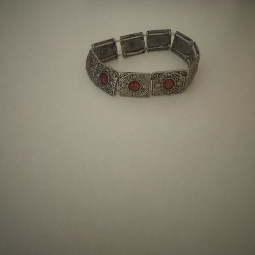 Women's vintage bracelet with red stones