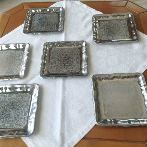 Set of 6 Square Rostfrei 18/C Serving Plates like new