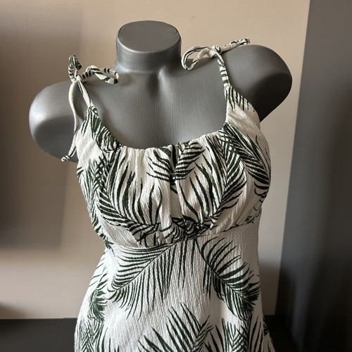 Topshop short summer dress, white and green, size S/M