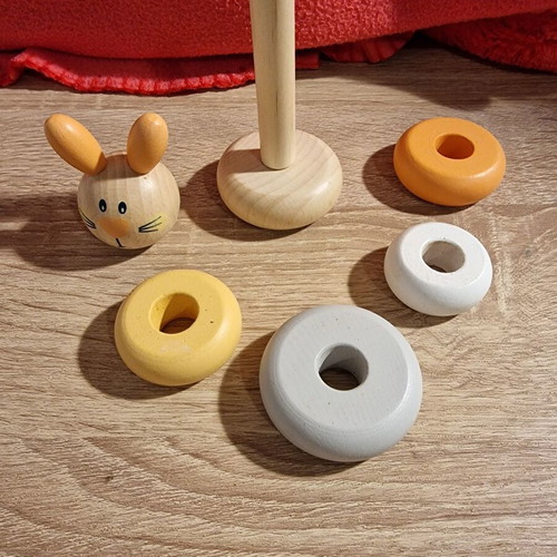 Wooden baby stacking toy bunny like new