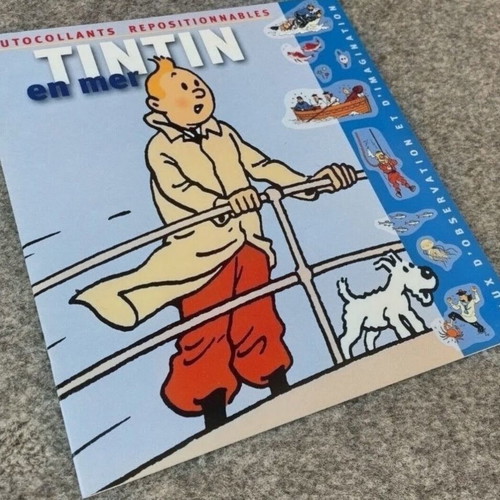 Tintin en mer collectible activity book with repositionable stickers
