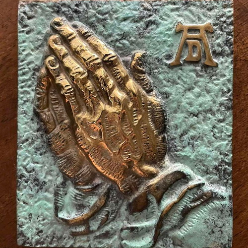 Praying Hands Wall Art Brass Used, 1950s Inspired by Albrecht Durer