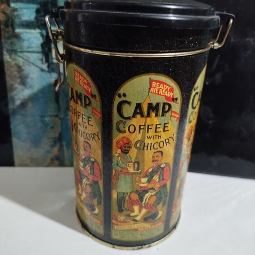 Vintage tin coffee box used, decorative