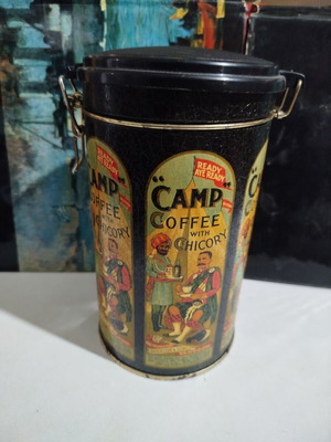 Vintage tin coffee box used, decorative