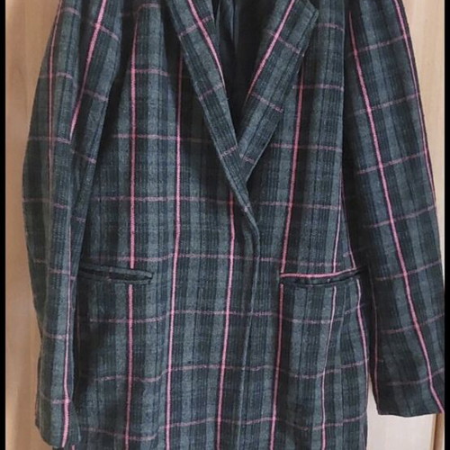 Sinsay Women's Checked Coat like new, size M, gray and pink