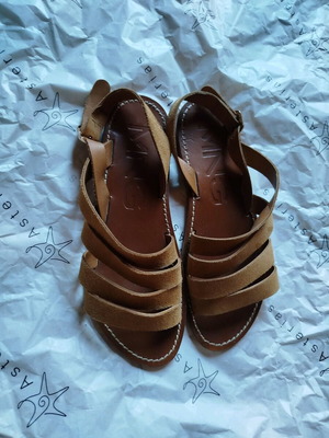 Mango suede leather sandals size 37 used, brown