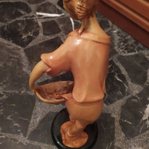Decorative statue woman with lobster used, height 50 cm